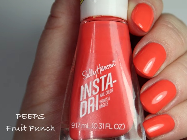 Nail polish swatch / manicure of shade Sally Hansen PEEPS Fruit Punch