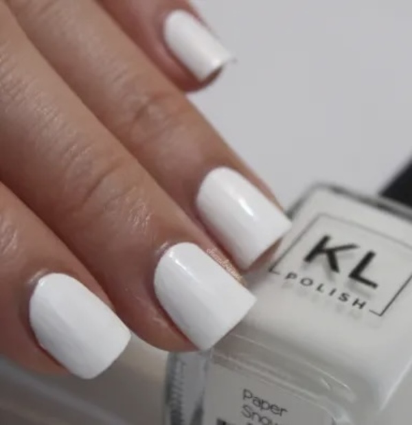 Nail polish swatch / manicure of shade KL Polish Paper Snow