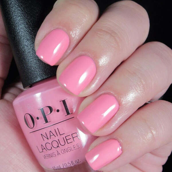 Nail polish swatch / manicure of shade OPI Racing for Pinks