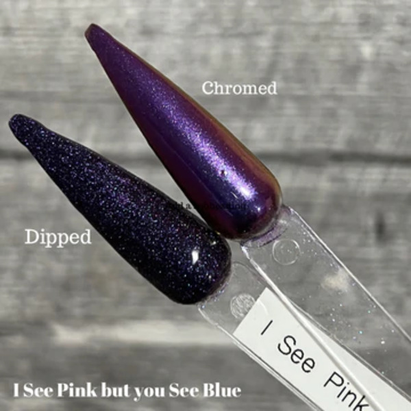 Nail polish swatch / manicure of shade Double Dipp'd I See Pink But You See Blue