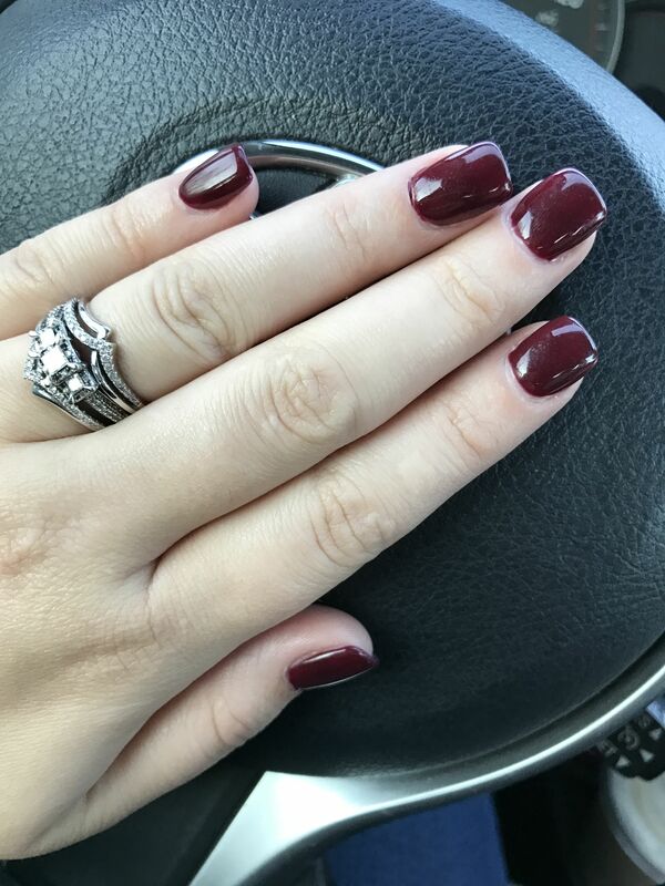 Nail polish swatch / manicure of shade Gelish Red Alert