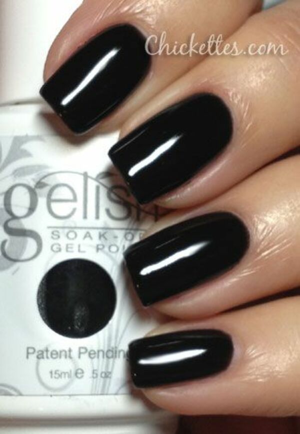 Nail polish swatch / manicure of shade Gelish Black Shadow