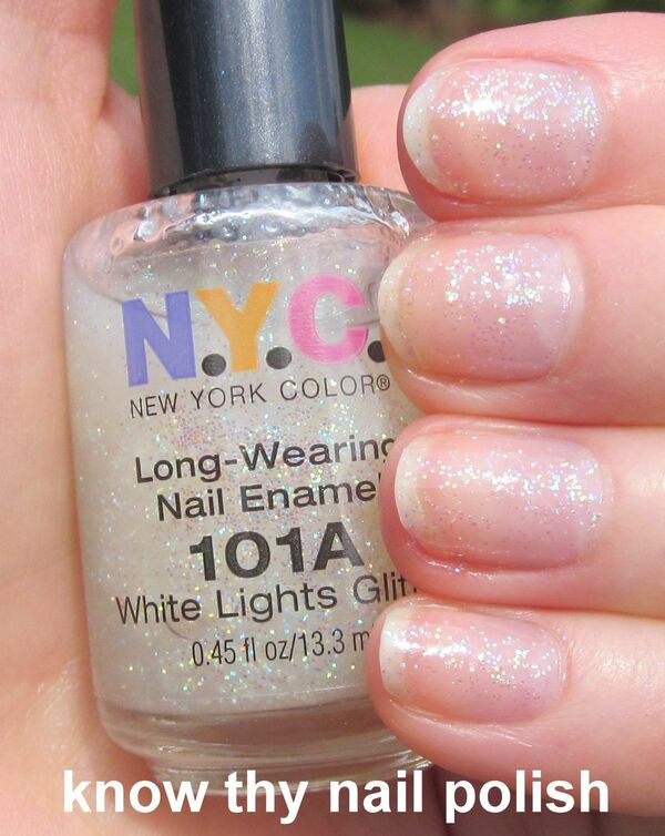 Nail polish swatch / manicure of shade NYC White Lights Glitter