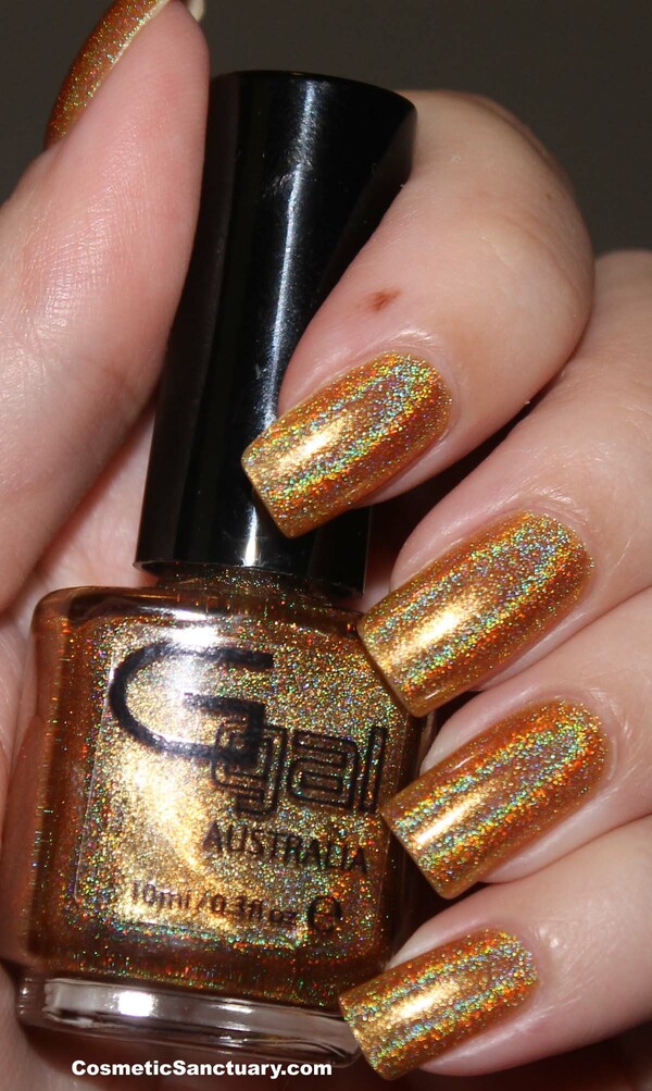 Nail polish swatch / manicure of shade Glitter Gal Citrine