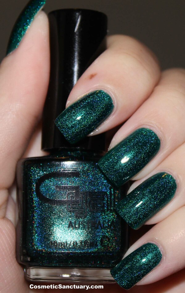 Nail polish swatch / manicure of shade Glitter Gal Teal Green