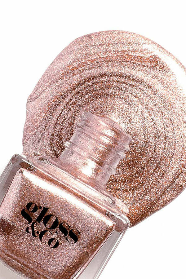 Nail polish swatch / manicure of shade Gloss and Co Metallic Rose