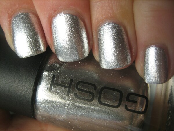 Nail polish swatch / manicure of shade Gosh Silver