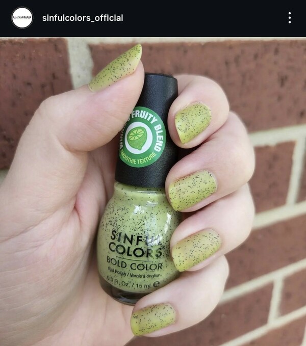 Nail polish swatch / manicure of shade Sinful Colors Lime Light