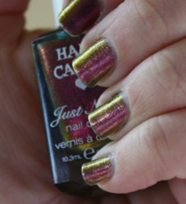 Nail polish swatch / manicure of shade Hard Candy Beetle
