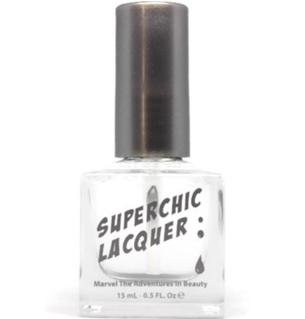 Nail polish swatch / manicure of shade SuperChic Lacquer Marvel Liquid Macro Top Coat