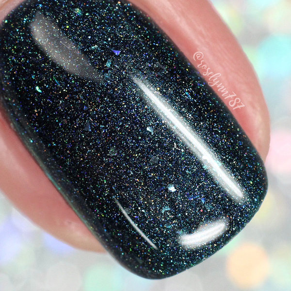 Nail polish swatch / manicure of shade Night Owl Lacquer Shooting Stars