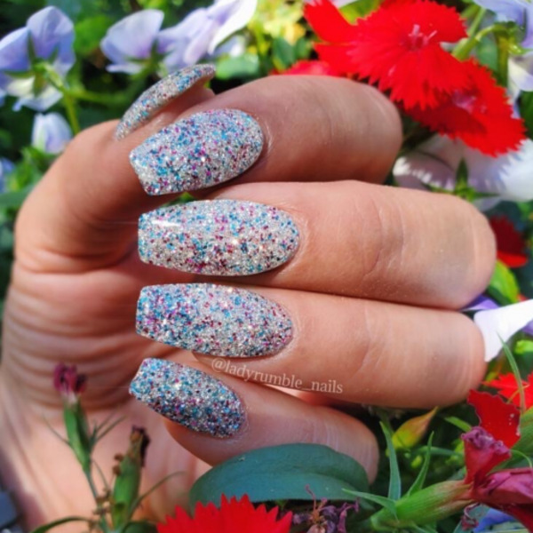 Nail polish swatch / manicure of shade Sparkle and Co. Let Freedom Bling