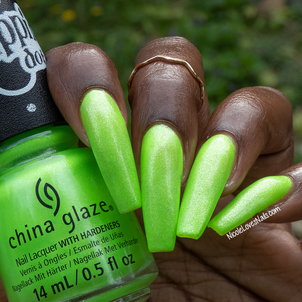 Nail polish swatch / manicure of shade China Glaze Frosty Lime