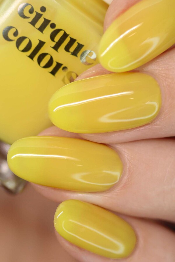 Nail polish swatch / manicure of shade Cirque Colors Citron Jelly