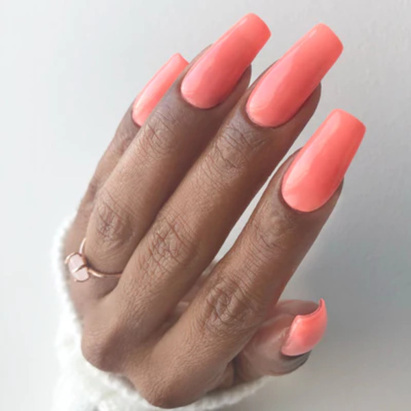 Nail polish swatch / manicure of shade Bio Seaweed Gel Salmon Pink