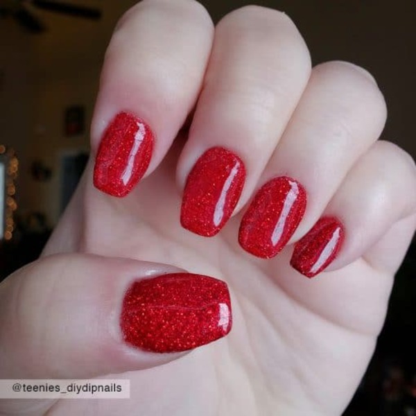 Nail polish swatch / manicure of shade Sparkle and Co. Ruby Slippers