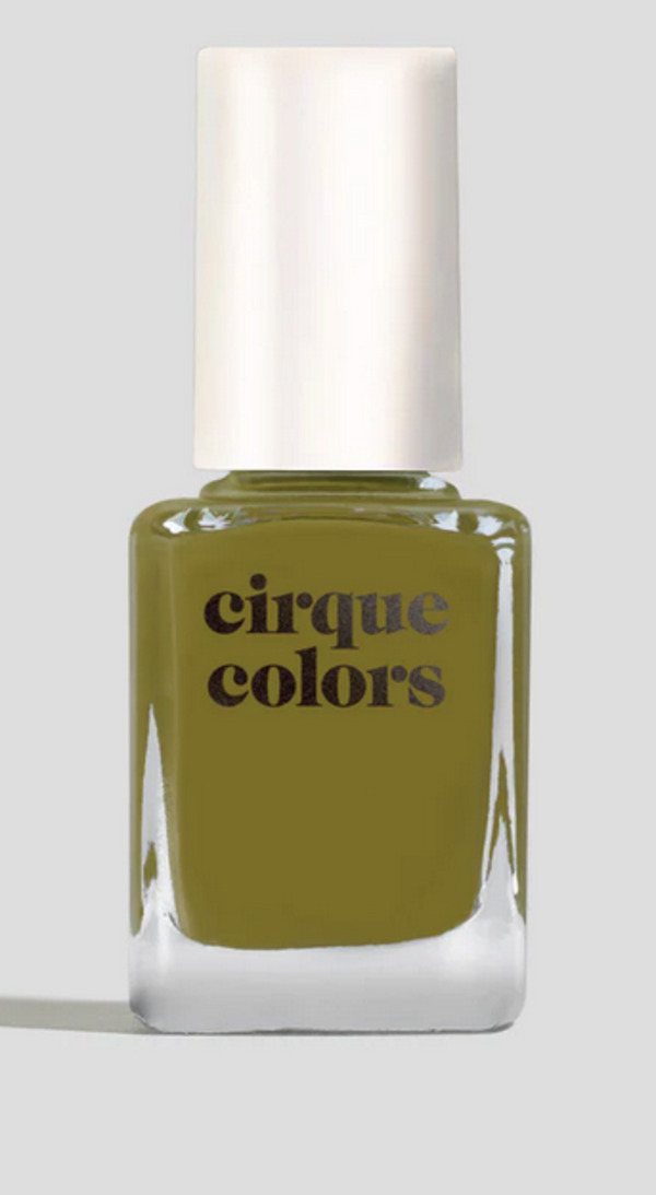 Nail polish swatch / manicure of shade Cirque Colors Olive Jelly