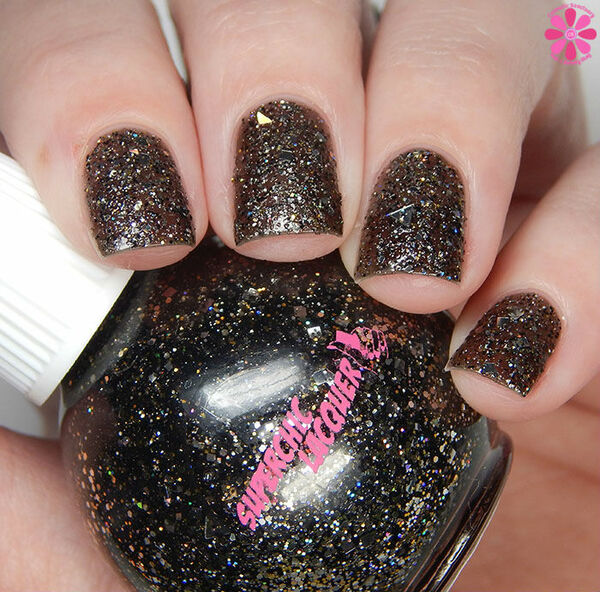 Nail polish swatch / manicure of shade SuperChic Lacquer Swan Of Adorned Darkness