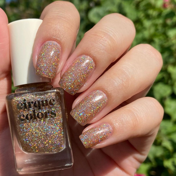 Nail polish swatch / manicure of shade Cirque Colors Champagne Diamond