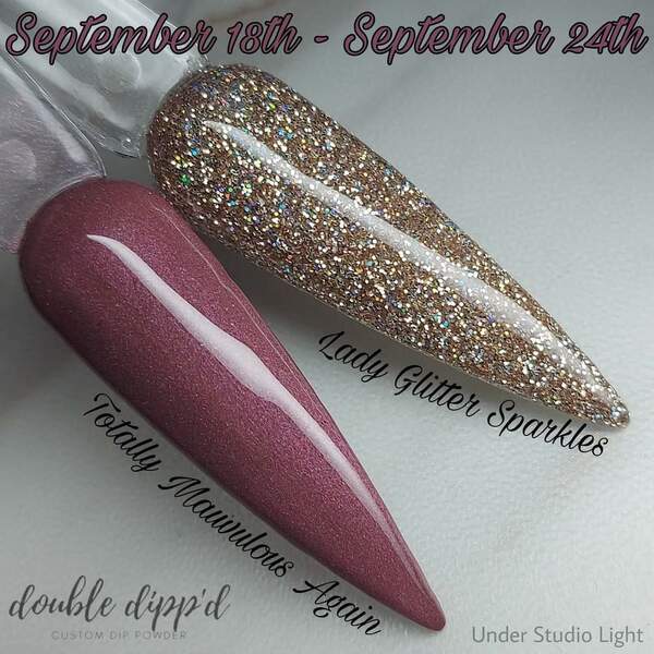 Nail polish swatch / manicure of shade Double Dipp'd Lady Glitter Sparkles