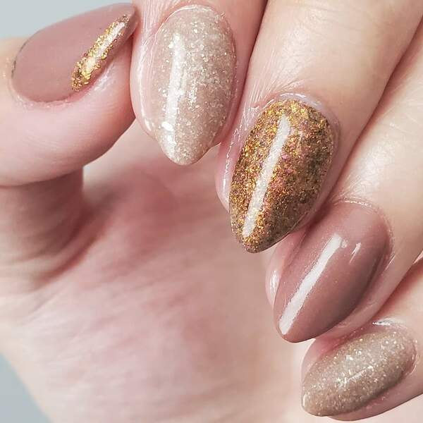 Nail polish swatch / manicure of shade Double Dipp'd Salted Caramel