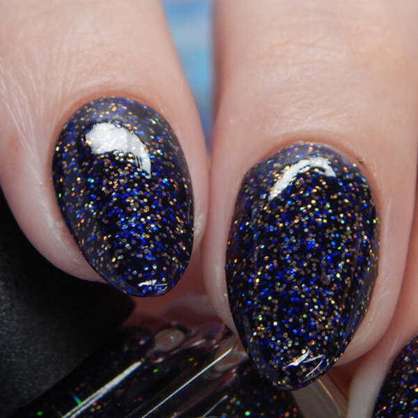 Nail polish swatch / manicure of shade Night Owl Lacquer Starry Night