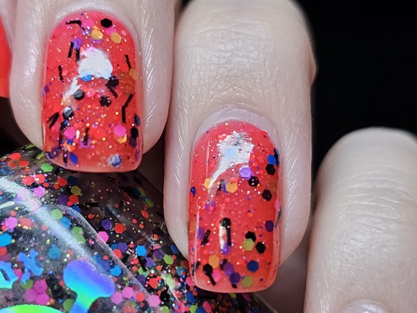 Nail polish swatch / manicure of shade Paradox Polish Hellfire Club Topper