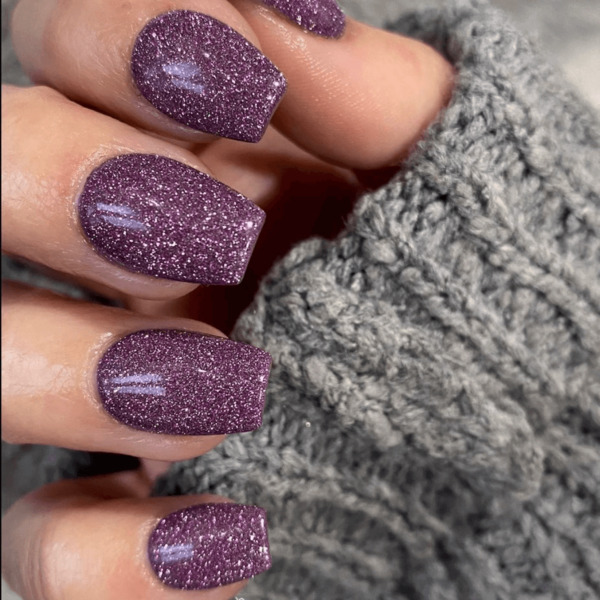 Nail polish swatch / manicure of shade Sparkle and Co. Plum Artistry