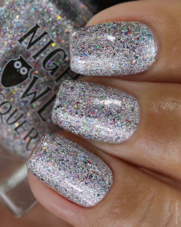 Nail polish swatch / manicure of shade Night Owl Lacquer We're All Lights
