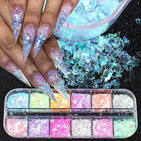 Nail polish swatch / manicure of shade CHANGAR Mermaid Flake Nail Glitter