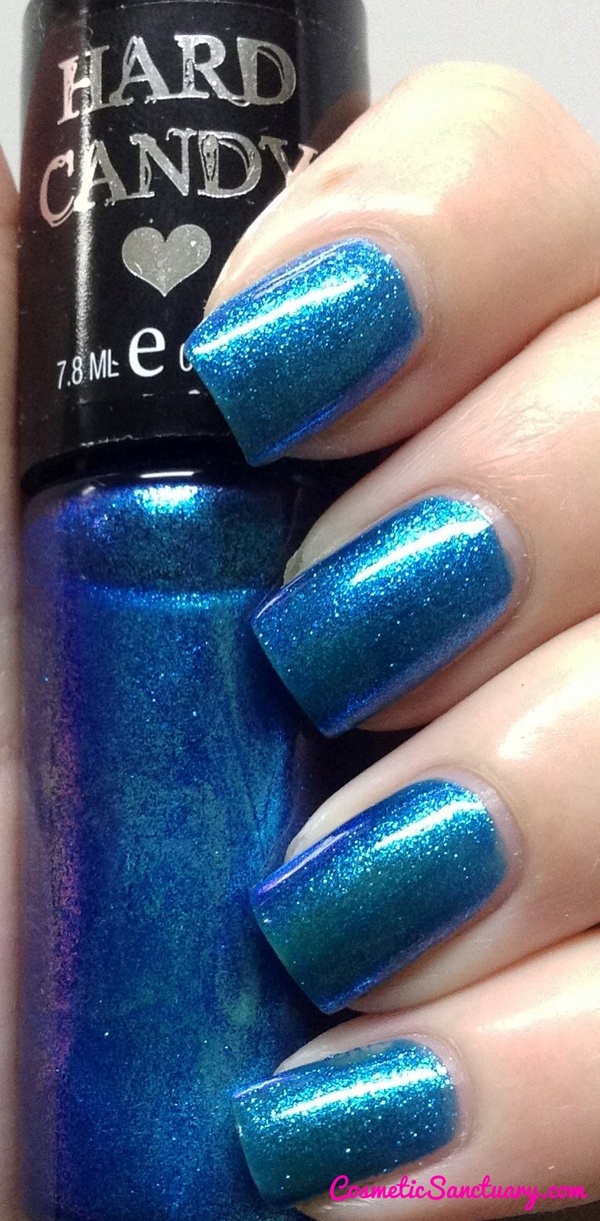 Nail polish swatch / manicure of shade Hard Candy Bitty Blue