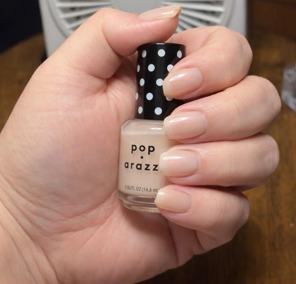 Nail polish swatch / manicure of shade Pop-arazzi Barely There