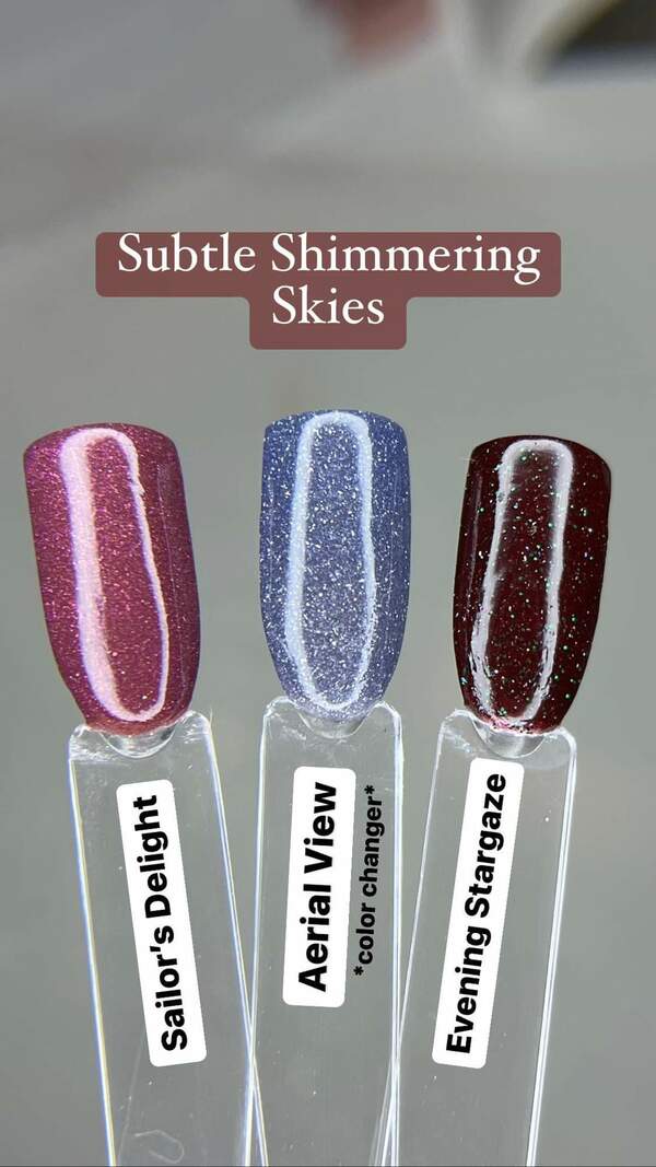 Nail polish swatch / manicure of shade Revel Aerial View