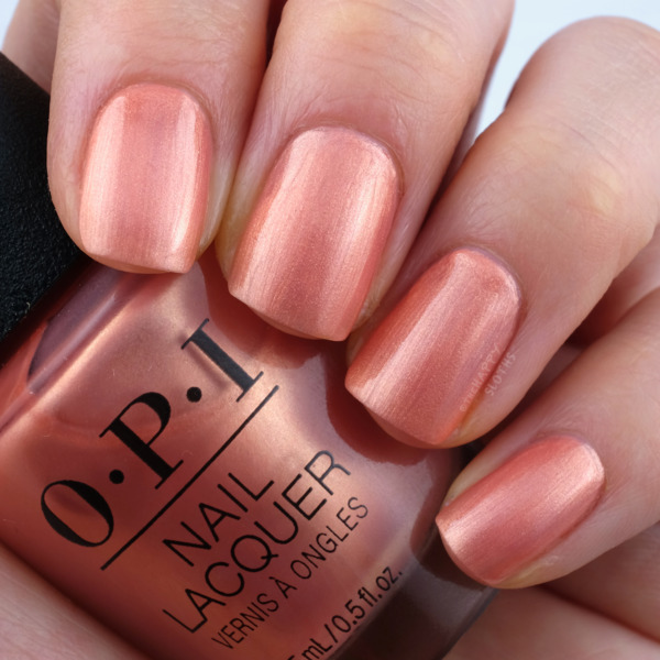 Nail polish swatch / manicure of shade OPI Data Peach