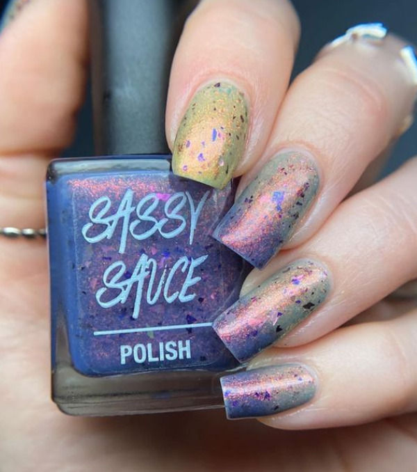 Nail polish swatch / manicure of shade Sassy Sauce Polish Why So Cirrus