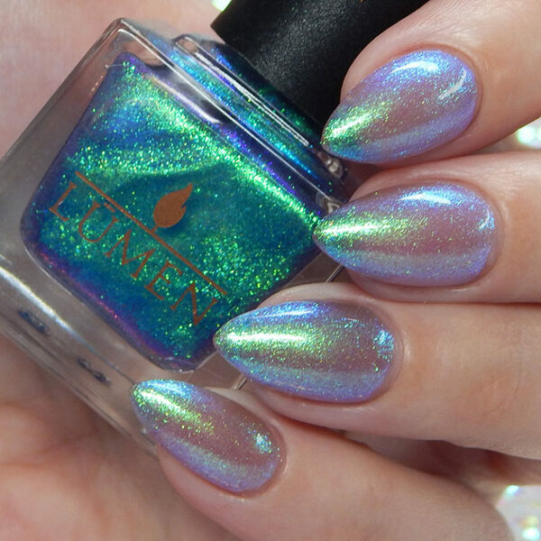 Nail polish swatch / manicure of shade Lumen Glass Frog