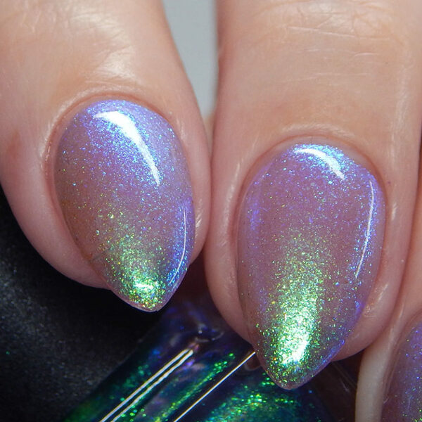 Nail polish swatch / manicure of shade Lumen Glass Frog
