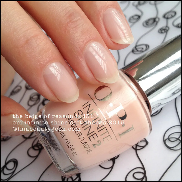 Nail polish swatch / manicure of shade OPI Infinite Shine The Beige of Reason
