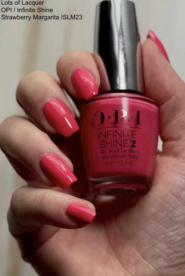 Nail polish swatch / manicure of shade OPI Infinite Shine Strawberry Margarita