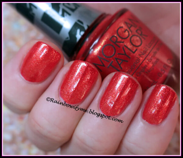 Nail polish swatch / manicure of shade Morgan Taylor Total Request Red