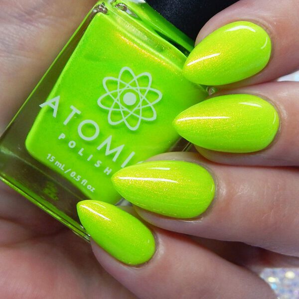 Nail polish swatch / manicure of shade Atomic Polish Sour Apple Rings