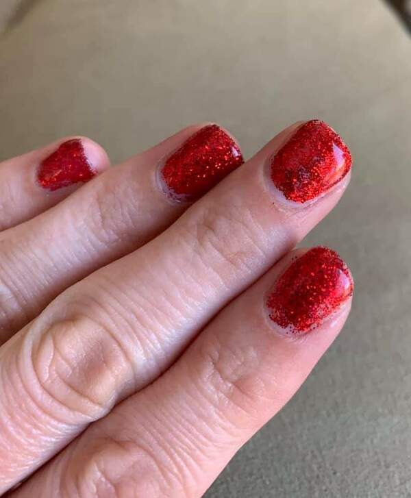 Nail polish swatch / manicure of shade Jamberry Sequin Surprise