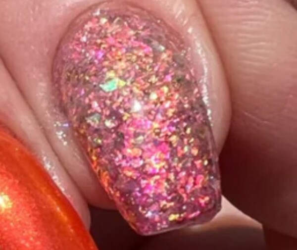 Nail polish swatch / manicure of shade Double Dipp'd Fiery Sunset