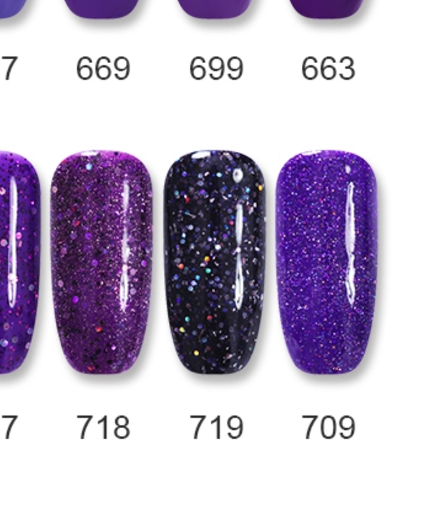 Nail polish swatch / manicure of shade Ur Sugar UR-719 Purple Glitter