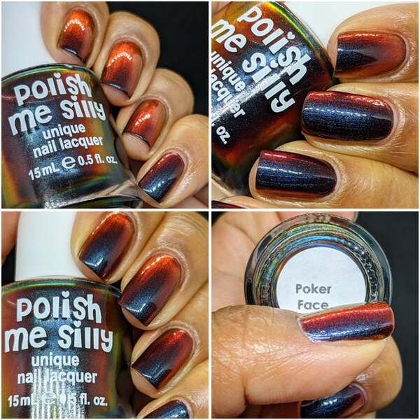 Nail polish swatch / manicure of shade Polish Me Silly Poker Face