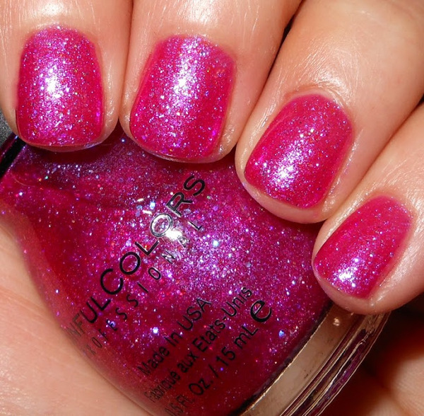 Nail polish swatch / manicure of shade Sinful Colors Hit the Dance Glow