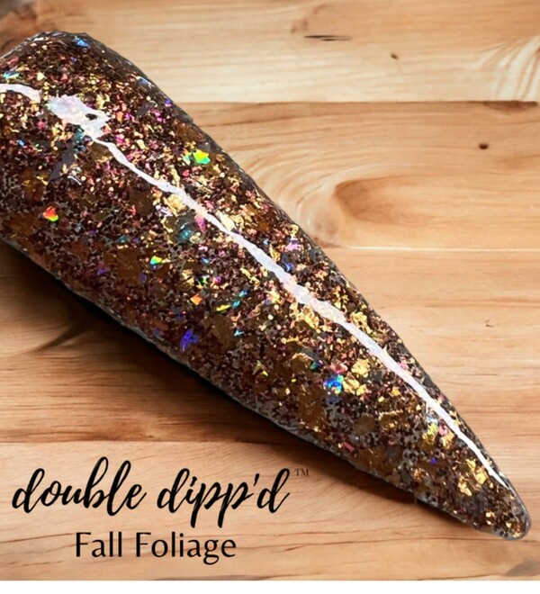 Nail polish swatch / manicure of shade Double Dipp'd Fall Foilage