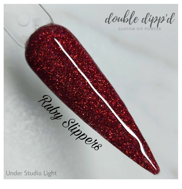 Nail polish swatch / manicure of shade Double Dipp'd Ruby Slippers