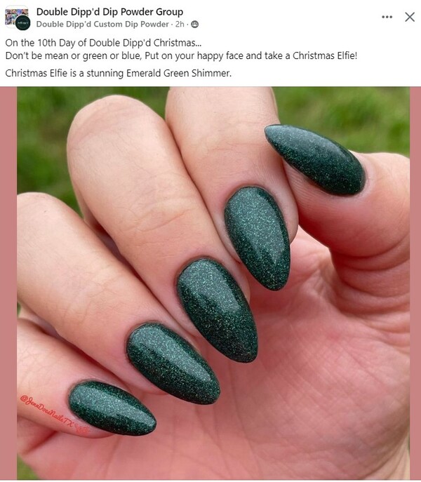 Nail polish swatch / manicure of shade Double Dipp'd Christmas Elfie