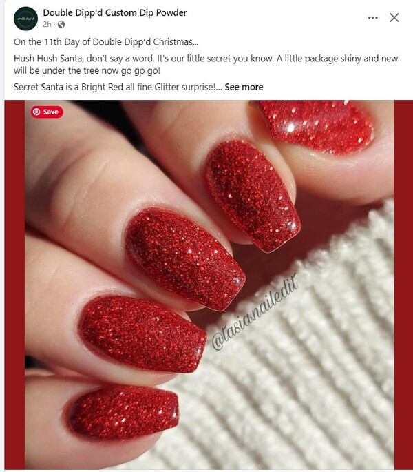 Nail polish swatch / manicure of shade Double Dipp'd Secret Santa